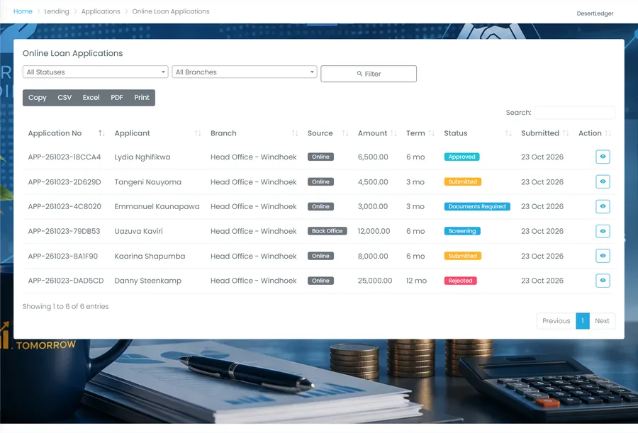 The online loan applications queue
